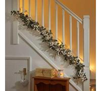Marco Paul 6ft Christmas Garland - Artificial Christmas Decorations Sage with White Berries - Eucalyptus Garland with Willow Leaves Hanging Greenery Vines Table Runner Garland for Wall Decor