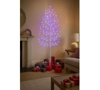 Marco Paul 6ft Pre-Lit Christmas Twig Tree Outdoor Xmas Decoration with 480 Multicoloured LED's Light Up Mains Powered White Xmas Tree for Indoor & Outdoor Christmas Decor for Home & Garden