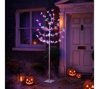 Marco Paul 6ft Pre-Lit Halloween Tree Birch Twig Tree with 480 Multi-Coloured LED Lights, Light Up Indoor Tree, Halloween Decorations Tabletop Display for Home, Party & Wedding