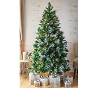 Marco Paul 6FT Snow Tipped Xmas Tree - Large realistic christmas tree 6ft with Pine Cones - snow tipped christmas tree with 710 tips bushy xmas tree for Christmas Decorations