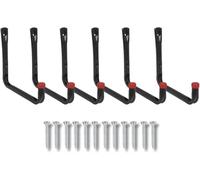 Marco Paul 6pc Black Hooks for Hanging Heavy Duty Large Hook Set for Garage Storage and Tool Storage Durable Wall Mounted Ladder Hooks for Indoors and Outdoors Wall Hook