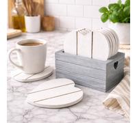 Marco Paul 6Pc Heart Shaped Wooden Coasters