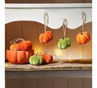 Marco Paul 7-Pack Mini Halloween Pumpkin Decorations - 8cm Velvet Fabric Pumpkin Ornaments for Autumn & Halloween - Mini Pumpkins Decorations for Wreaths, Table Displays, Fall Home Décor & Halloween