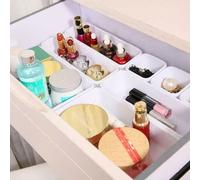 Marco Paul 8pc Plastic Organiser Boxes Cutlery Drawer Storage Tray Divider Wardrobe Make Up in White Marco Paul White