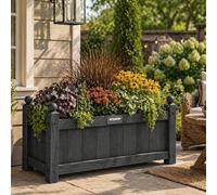 Marco Paul 90cm Grey Wooden Garden Planter Large Outdoor Flower Herb Plant Pot Rectangular Trough Wood Box for Patio Balcony Garden Decorative Container for Plants Shrubs Indoor Outdoor