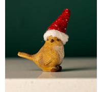 Marco Paul Resin Robin With Ear Muffs Christmas Ornaments Festive Christmas Decorations Xmas Ornament Pair Glitter Robin Novelty Bird Figurines Standing Statue Living Room Accessories