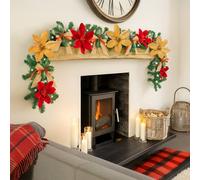 Marco Paul 9ft Pre Lit Christmas Garland With Bows, Flowers & Lights in Green Marco Paul Green