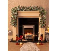 Marco Paul 9ft Snow Tipped Christmas Garland with Pine Cones - Artificial Frosted Xmas Garland for Fireplace Staircase Door or Table - 270cm Winter Christmas Decorations Home Décor