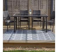 Marco Paul Alfresco Grey Large Outdoor Rug 150 x 210cm - Waterproof Garden Rug - Polypropylene Outdoor Carpet for Patio, Balcony, Beach, Camping, Picnic Mat - Non-Slip Patio Rug