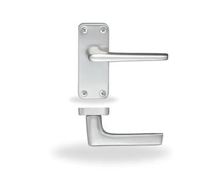 Marco Paul Aluminium Lever Latch Door Handle Set - Straight Lever on Backplate - Brushed Aluminium Finish - Interior Door Handle with Fittings (Short Latch)