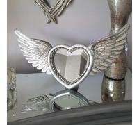 HomeZone® 64cm Distressed Shaped Angel Wings Wall Mirror & Photo Frame Hanging Mirrors for Walls Vintage Wall Mounted Mirrors Wall Decor for Hallways Stairs Living Rooms Home Decoration Bedroom Decor