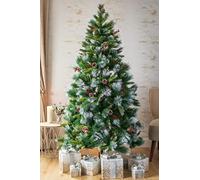 Marco Paul Artificial 6ft Christmas Tree - 180cm Easy Assembly Premium Xmas Tree with Thick Hooked Branches, Metal Stand & Fake Snow - Green & White Trees for Christmas Decorations & Xmas Home Decor