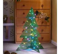 Marco Paul Festive Artificial Tree - Decorative Green Xmas Tree with 40 LED Lights, Battery Operated, Freestanding Light Up Christmas Decor for Living Room, Home and House (Green)