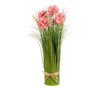 Marco Paul Artificial Pink Flowers 36cm - Faux Bunny Tail Grass Plant, Fake Indoor Flower Bouquet for Dining Table, Home Decor & Room Decoration