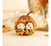 Marco Paul Autumn Pumpkin Decorations with Hedgehog and Autumn Leaves - 17cm Pumpkin Hedgehog Ornaments for Halloween Decorations, fall decor and hedgehog gifts