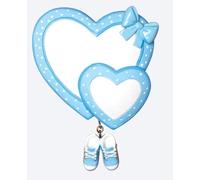Marco Paul Baby Boy Heart Ornament - Personalised Blue Ceramic Keepsake with Ribbon & Hanging Shoes - Custom Newborn Gift for Christening, Baptism, Naming Day, Baby Shower or Nursery Decoration