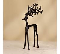 Marco Paul Black 30cm Large Reindeer Ornament Christmas Decoration Resin Figurines Deer Statues for Table Centrepiece Xmas Decor