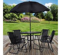 Marco Paul Black 6 Piece Patio Dining Set with 4 Seats & Parasol Marco Paul Black