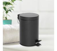 Marco Paul Black Powder Coated Stainless Steel Pedal Kitchen Bins 3L Waste Rubbish Bin Pedal Bins for Kitchen Bathroom Bedrooms 16cm x25cm Dustbin 3 Liter Under Counter Pedal Bin Trash Can with Lids