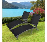 Marco Paul Black Reclining Sun Loungers Set X2