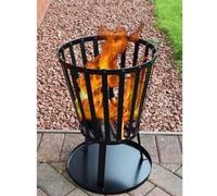 Marco Paul Black Steel Outdoor Fire Pits for Garden with Ash Tray - Large Brazier Effect Portable log Burner, Circular Basket Fire Pit BBQ log Burner, Metal Fire Pits for Beach, Camping, Patio