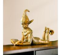 Marco Paul Bronze Reading Elf Ornaments For Living Room Unique Decorative Home Accessories For Table Shelf Bookcase Freestanding Unusual Ornaments For The Home Decorations For Living Room Bedroom Hall