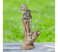 Marco Paul Bronze Resin Elf on Mushroom Garden Ornament 20cm Marco Paul Multicolor