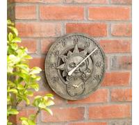 Marco Paul Bronze Sun & Moon 30cm Outside Clock & Thermometer for Garden Marco Paul Bronze