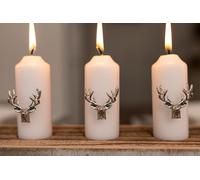 Marco Paul Candle Pins Stag Ornaments - Silver Deer Antler Decorations Reindeer Candle Decorations for Table, Home, Wedding Accessories Gift Set (3pc Candle Pins only)