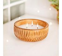 Marco Paul Carved Wooden 3 Wick Candle Golden Forest Scented Candles Home Fragrance in Natural Marco Paul Natural