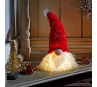 Marco Paul Christmas 26cm Red LED Santa Gonk Furry Fabric Soft Touch Plush Festive Christmas Decorations Indoor Ornament Novelty Nordic Xmas Home Decoration Light Up Santa Figure Home Decorations
