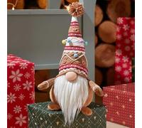Marco Paul Christmas 30cm Sitting Gingerbread Gonk Furry Fabric Soft Touch Plush Festive Indoor Ornament Novelty Nordic Xmas Home Festive Decoration Winter Santa Figure Home Decorations