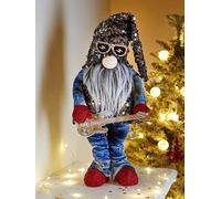 Marco Paul Christmas 37cm Standing Rock Gonk Sparkle Furry Fabric Soft Touch Plush Festive Indoor Ornament Novelty Nordic Xmas Home Decoration Winter Santa Figure Home Decorations