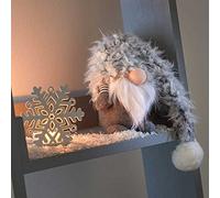 Marco Paul Christmas 40cm Grey Santa Gonk Furry Fabric Soft Touch Plush Festive Christmas Decorations Indoor Ornament Novelty Nordic Xmas Home Decoration Winter Santa Figure Home Decorations