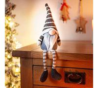 Marco Paul Christmas 40cm Grey Santa Gonk Furry Fabric Soft Touch Plush Festive Christmas Decorations Indoor Ornament Novelty Nordic Xmas Home Decoration Winter Santa Figure Home Decorations