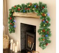 Marco Paul Christmas Artificial Garland Decoration Snow Dusted LED 9ft in Green Marco Paul Green