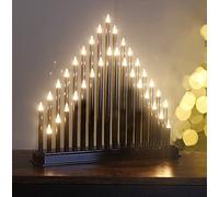 Marco Paul Christmas Black Faux Pipe Candle Bridge Arch - Interiors Mains Operated 33 Warm White LEDs Candles Xmas Ornaments - Festival Accessories for Table, Window Candle Arch Decoration