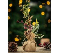 Marco Paul Christmas Decorations 20cm Mini Christmas Tree Desktop Christmas Tree Small Artificial Christmas Tree Rustic Christmas Tree With Pinecones And Berries Christmas Table Decoration