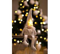Marco Paul Christmas Decorations - 26cm White Christmas Gonks LED Light Up Christmas Decorations Nordic Christmas Decorations for Table Christmas Decorations Gnome Christmas Decorations