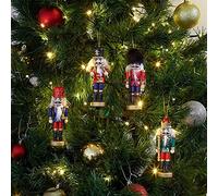 Marco Paul Christmas Decorations 4pc Nutcracker Christmas Tree Decoration Xmas Decorations Figurine Red Tree Decorations Xmas Baubles