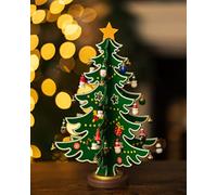 Marco Paul Christmas Decorations Wooden Christmas Tree With Hand Painted Design Table Top Christmas Tree Small Christmas Tree Xmas Decorations For Indoors Mini Christmas Tree Xmas Tree