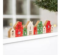 Marco Paul Christmas Sign - Wooden Colourful 26cm Village Scene Christmas Decorations for Home Decor Christmas Table Decor, Window Decoration Ornament Indoor Christma, Holiday Home Decor