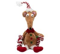Marco Paul Christmas Gingerbread Rat Decoration - 48cm Ginger Bread Plush Mouse Ornament with Santa Hat & Candy Cane - Gingerbread Man Ornament For Christmas Decor, Table Centrepiece & Home Decor