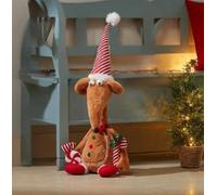 Marco Paul Christmas Gingerbread Rat Decoration - 84cm Freestanding Plush Mouse Ornament with Santa Hat & Candy Cane - Gingerbread Man Christmas Decorations For Home Decor, Centrepiece & Gifts