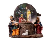 Marco Paul Christmas Glass Nativity Musical Snow globe Dome Christmas Nativity Scene Ornament Decoration Religious Gift Baby Jesus Christian Church Snow Effect Large 15cm Home Christmas Decoration