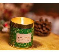 Marco Paul Christmas Mistletoe & Fir Candle Tin Scented Candles Festive Fragrance Home Decor Gift Xmas Decoration Light Display Centrepiece Scent Candles Long Burning