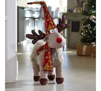 Marco Paul Christmas Reindeer Decoration Plush Soft Festive Sequinned Ornament Xmas Decor 41cm Decorative Sequin Free Standing Glam Deer Figurine Statue Novelty Christmas Home Indoor Decor