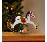Marco Paul Christmas Decorations Traditional Rocking Horse Indoor Decorations Freestanding White Metal Horse Ornament Rocking Horse Ornament Christmas Scene Dining Table Decoration for Home