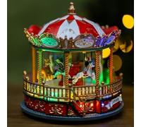 Marco Paul Christmas scene Traditional Festive Village Scene Light Up Christmas Decoration Ornament With LED Multi Colour Xmas Lights Battery Operated USB Connection Traditional Carousel