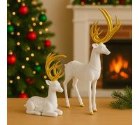 Marco Paul Christmas Set of 2 Reindeer Ornaments in White | Size: 100g Marco Paul White 100g
